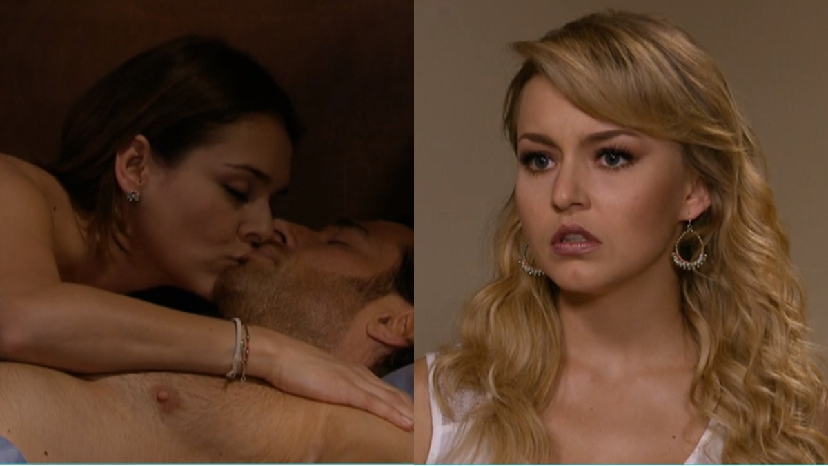 Maria é flagrada por Montserrat na cama com Alessandro (Reprodução: Televisa S.A.)