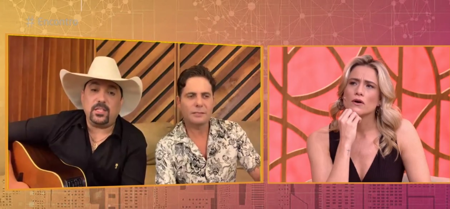 A dupla sertaneja Edson e Hudson e Fernanda Gentil no Encontro