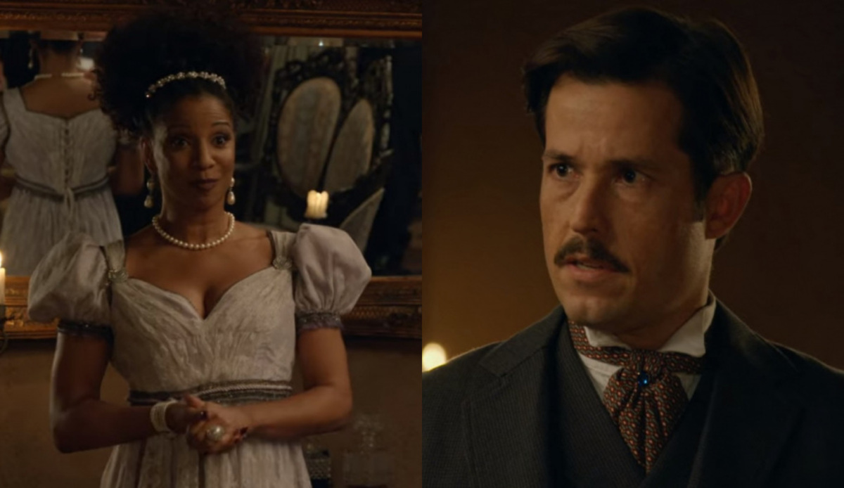 Catarina (Adriana Lessa) e Guilherme (Roger Gobeth) de Escrava Mãe