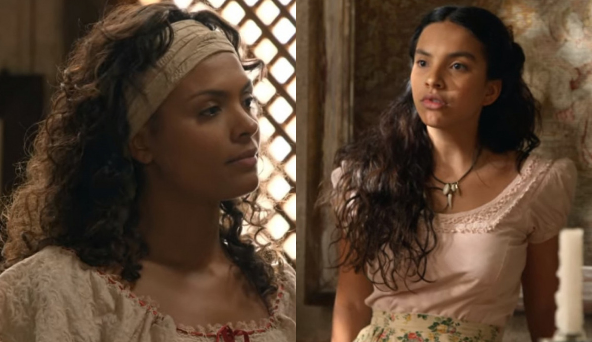 Esméria (Lidi Lisboa) e Juliana (Gabriela Moreyra) de Escrava Mãe