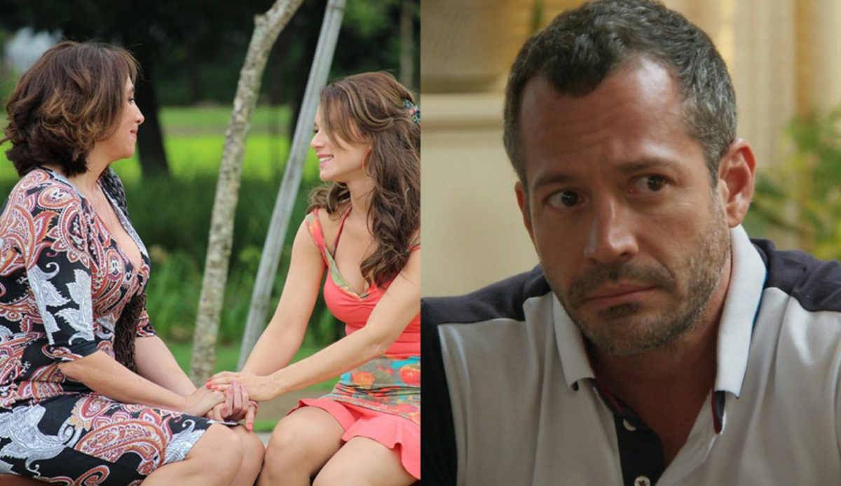 Francesca (Marisa Orth), Tancinha (Mariana Ximenes) e Apolo (Malvino Salvador) de Haja Coração