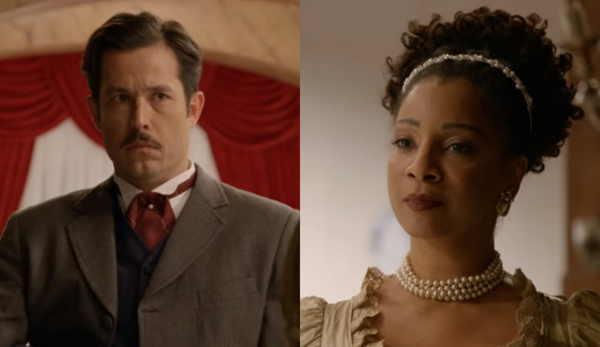 Guilherme (Roger Gobeth) e Catarina (Adriana Lessa) de Escrava Mãe