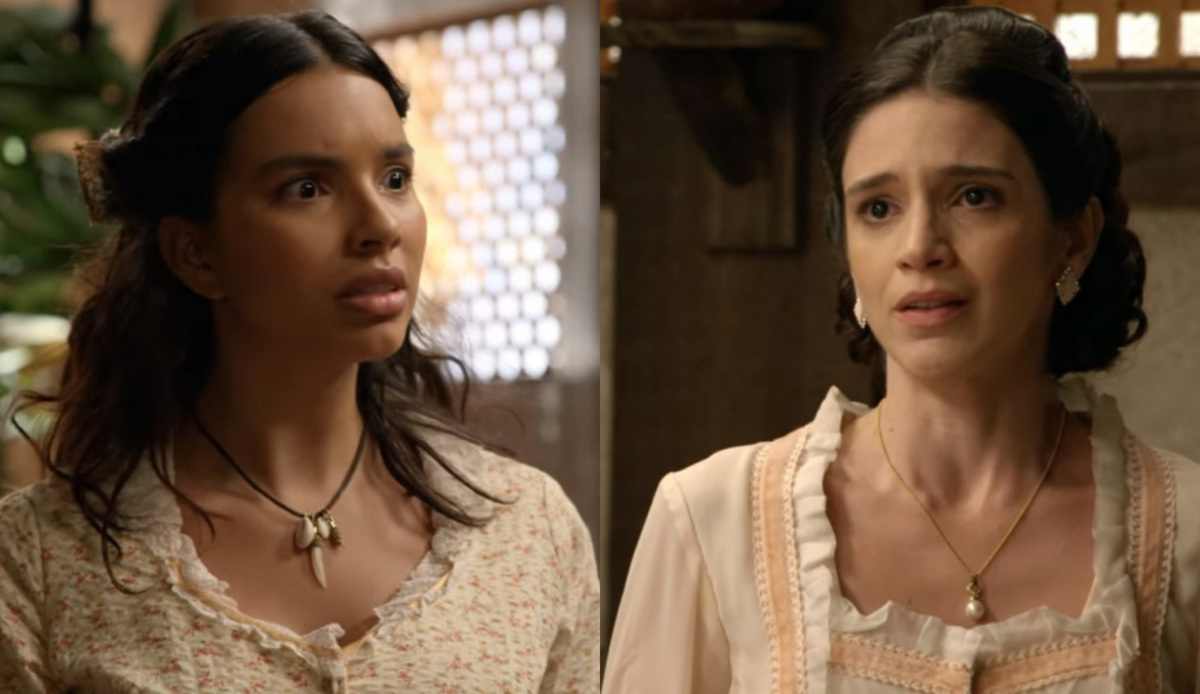 Juliana (Gabriela Moreyra) e Teresa (Roberta Gualda) de Escrava Mãe