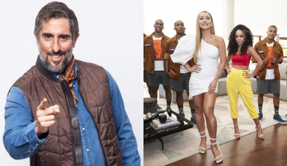 Marcos Mion e Sabrina Sato com participantes do Game dos Clones