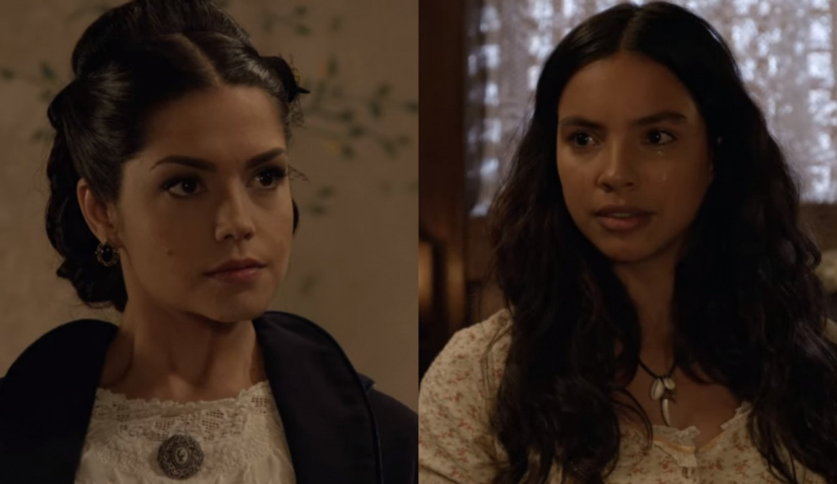 Maria Isabel (Thaís Fersoza) e Juliana (Gabriela Moreyra) de Escrava Mãe