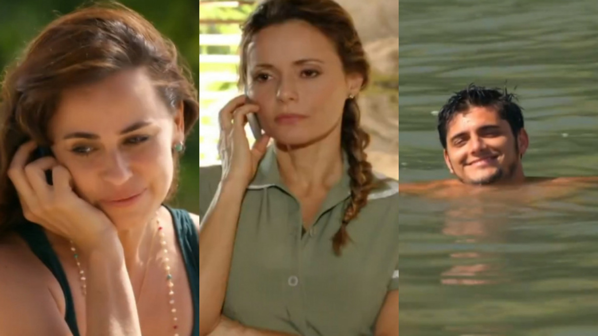 Natália (Daniela Escobar), Doralice (Rita Guedes) e Juliano (Bruno Gissoni) de Flor do Caribe