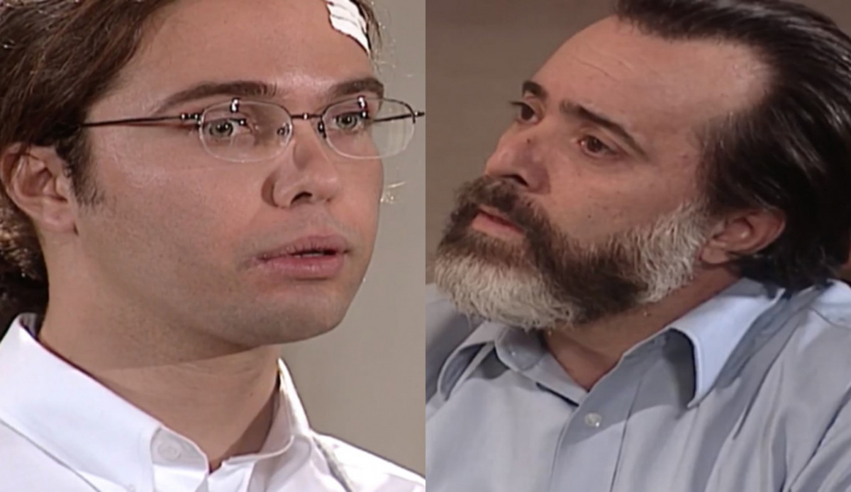 Paulo (Flávio Silvino) e Miguel (Tony Ramos) de Laços de Família