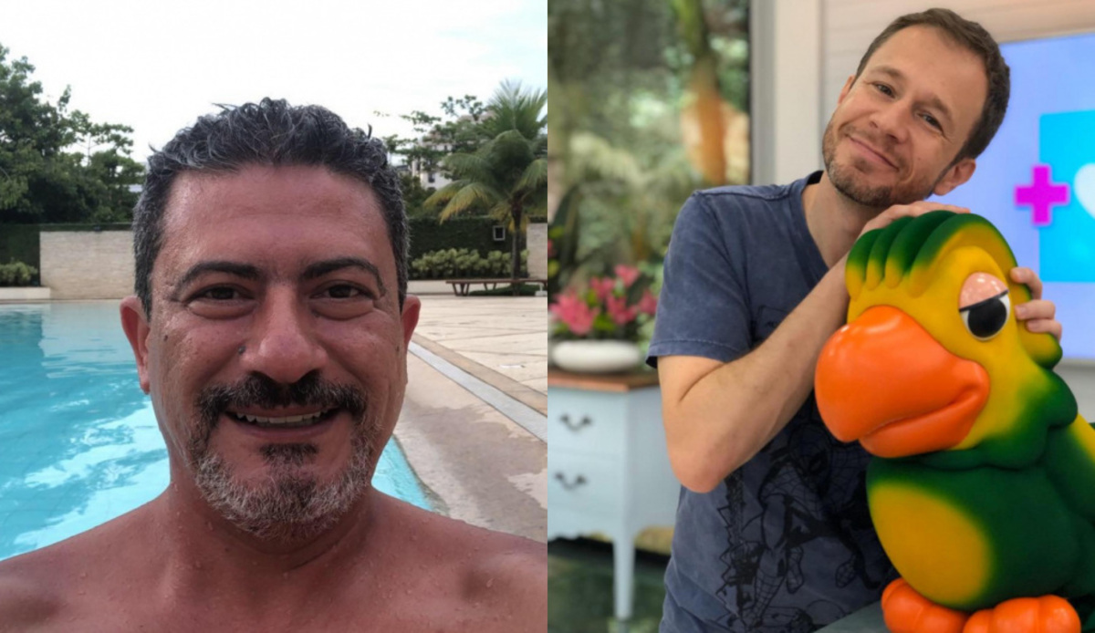 Tom Veiga, o Louro José, e Tiago Leifert