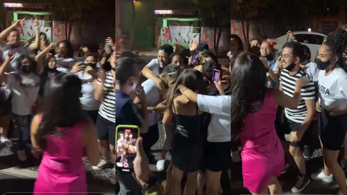 Raissa Barbosa encontra fãs na frente da Record TV (Reprodução: Instagram)
