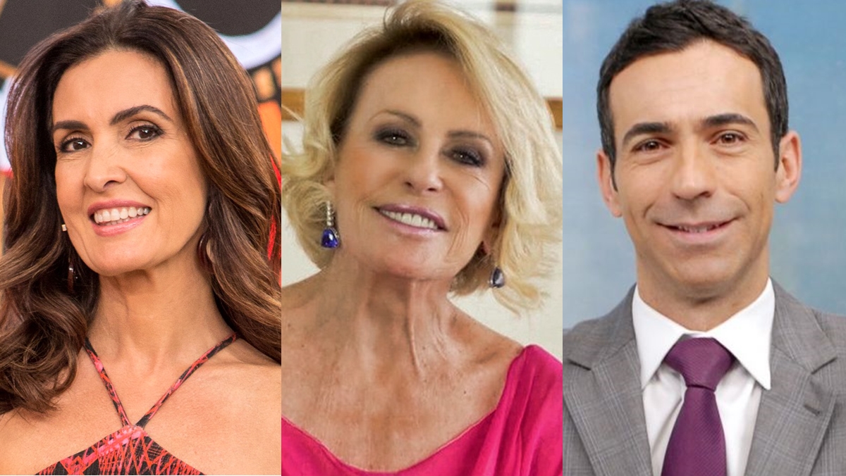 Fátima Bernardes, Ana Maria Braga e César Tralli retomam horário habitual na programação da Globo (Foto: montagem Observatório da TV)