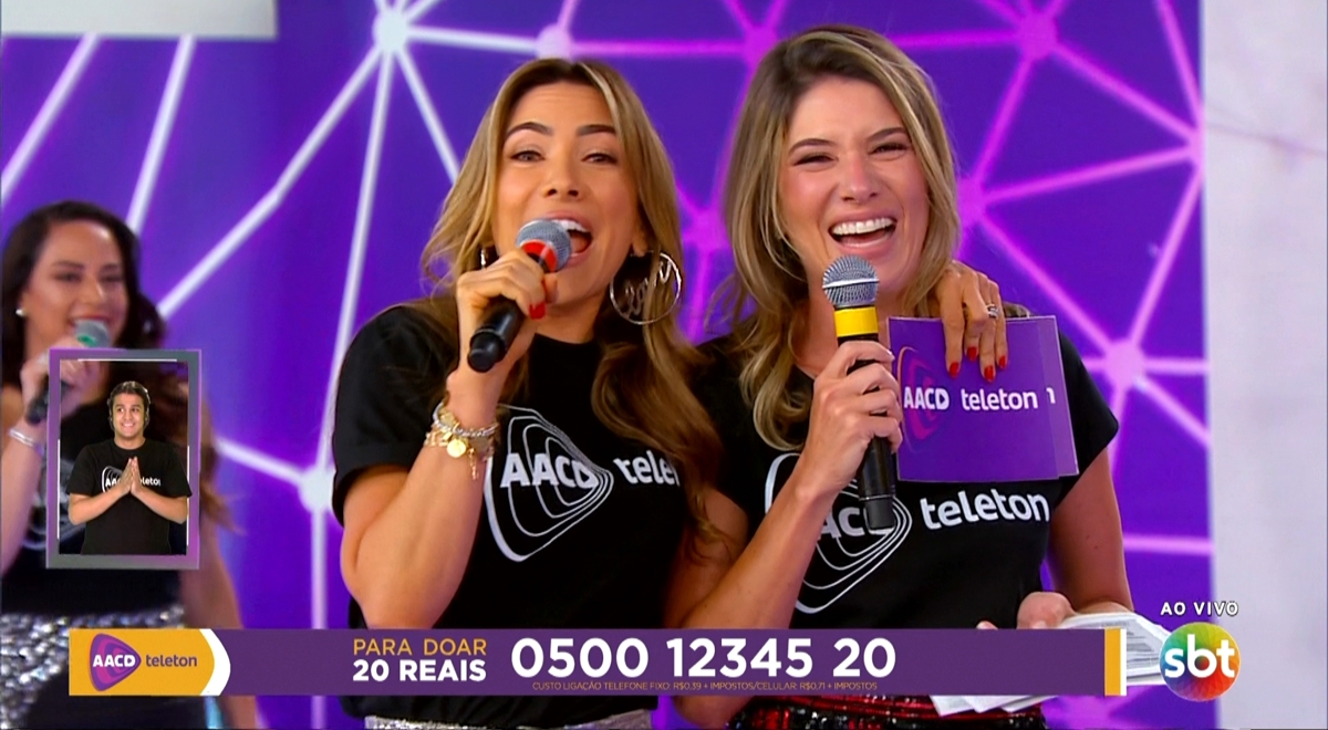 Patrícia Abravanel interrompe empolgação de Rebeca no Teleton (Reprodução: SBT)