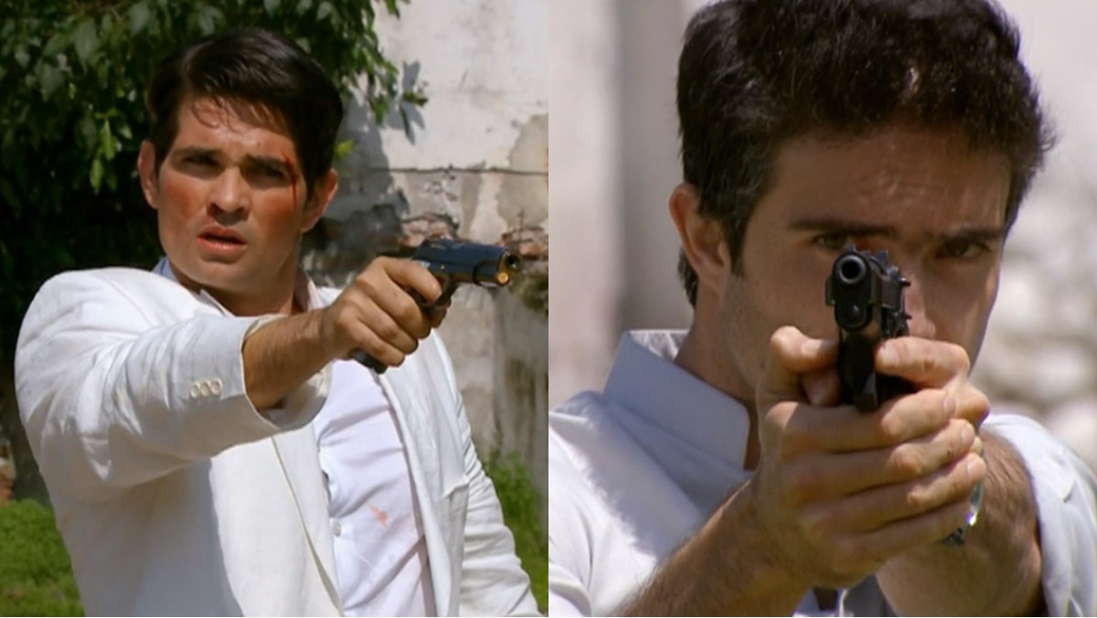 Adolfo e Demétrio travam embate durante fuga cinematográfica (Reprodução: Televisa S.A.)