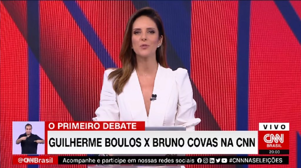 Monalisa Perrone comanda debate entre Guilherme Boulos e Bruno Covas