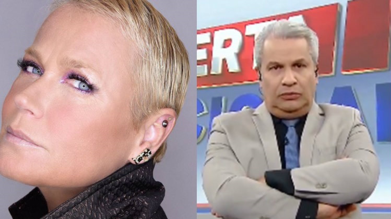 Os apresentadores de TV Xuxa Meneghel (à esquerda) e Sikêra Jr. (à direita) (Reprodução / Instagram / RedeTV!)