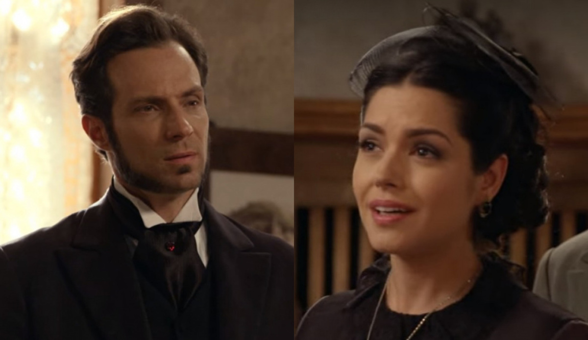 Almeida (Fernando Pavão) e Maria Isabel (Thaís Fersoza) de Escrava Mãe