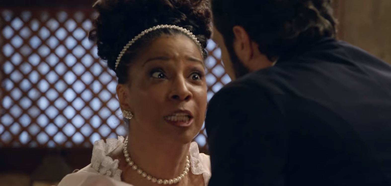 Catarina (Adriana Lessa) e Almeida (Fernando Pavão) de Escrava Mãe