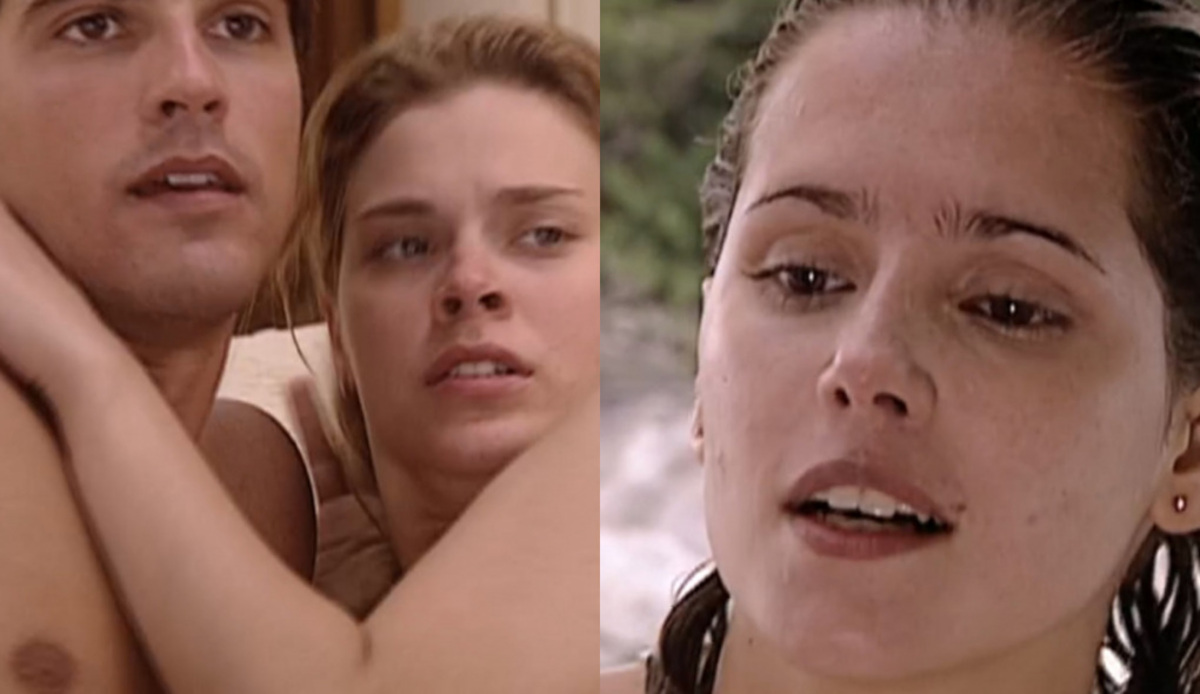 Edu (Reynaldo Gianecchini), Camila (Carolina Dieckmann) e Íris (Deborah Secco) de Laços de Família