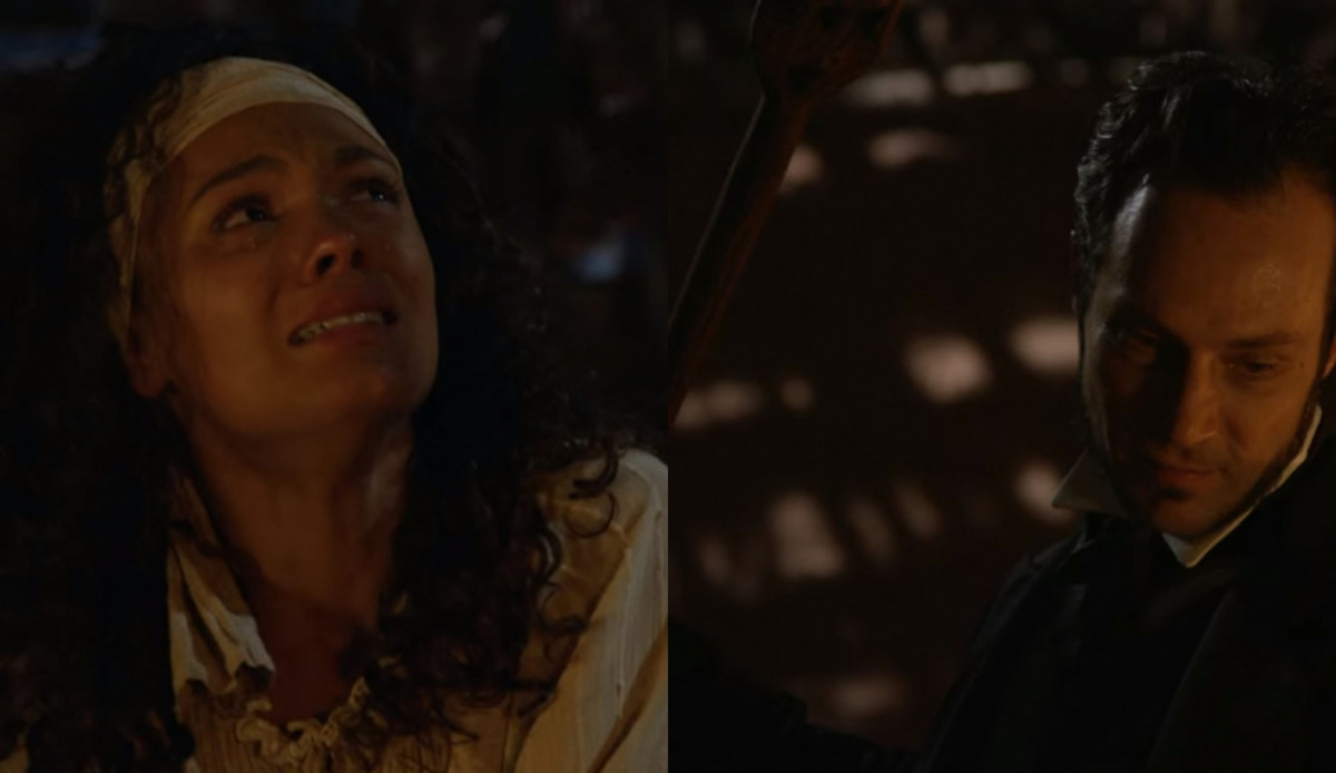 Esméria (Lidi Lisboa) e Almeida (Fernando Pavão) de Escrava Mãe