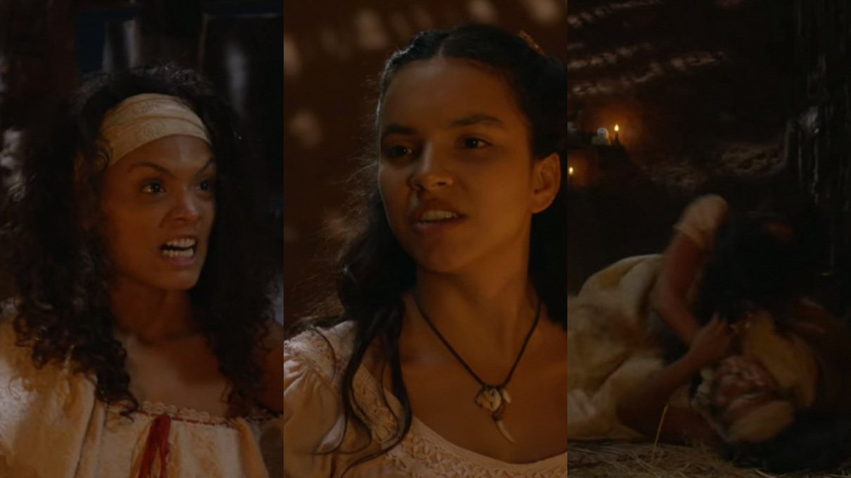 Esméria (Lidi Lisboa) e Juliana (Gabriela Moreyra) de Escrava Mãe