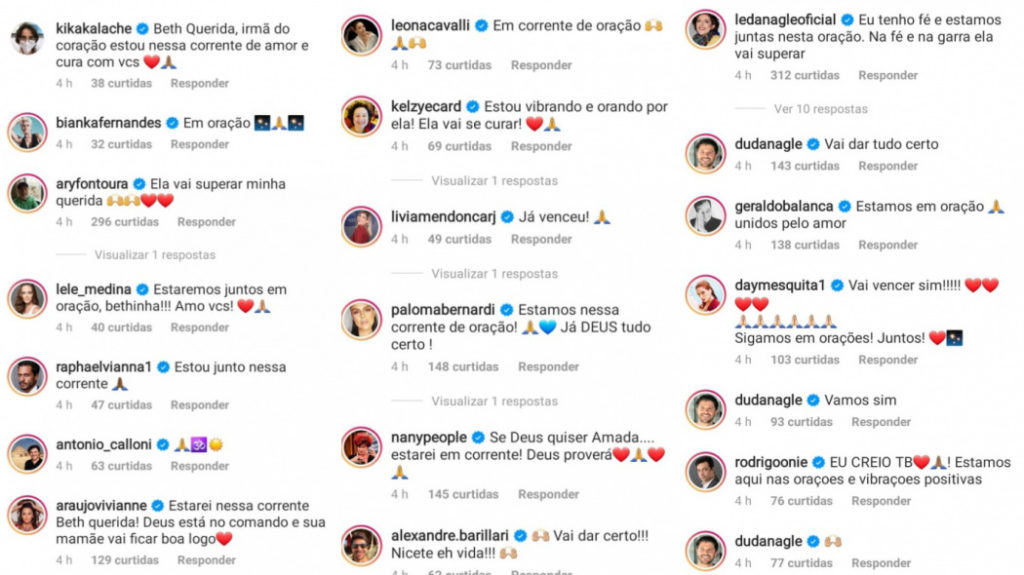 Estrelas se manifestam após piora de Nicette Bruno