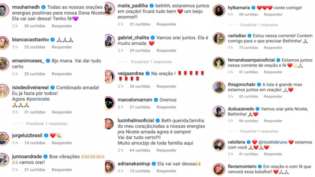 Famosos se manifestam após internação de Nicette Bruno