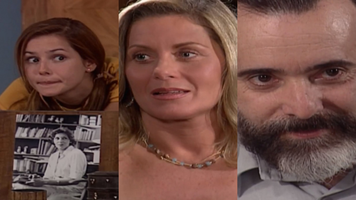 Íris (Deborah Secco), Helena (Vera Fischer) e Miguel (Tony Ramos) de Laços de Família