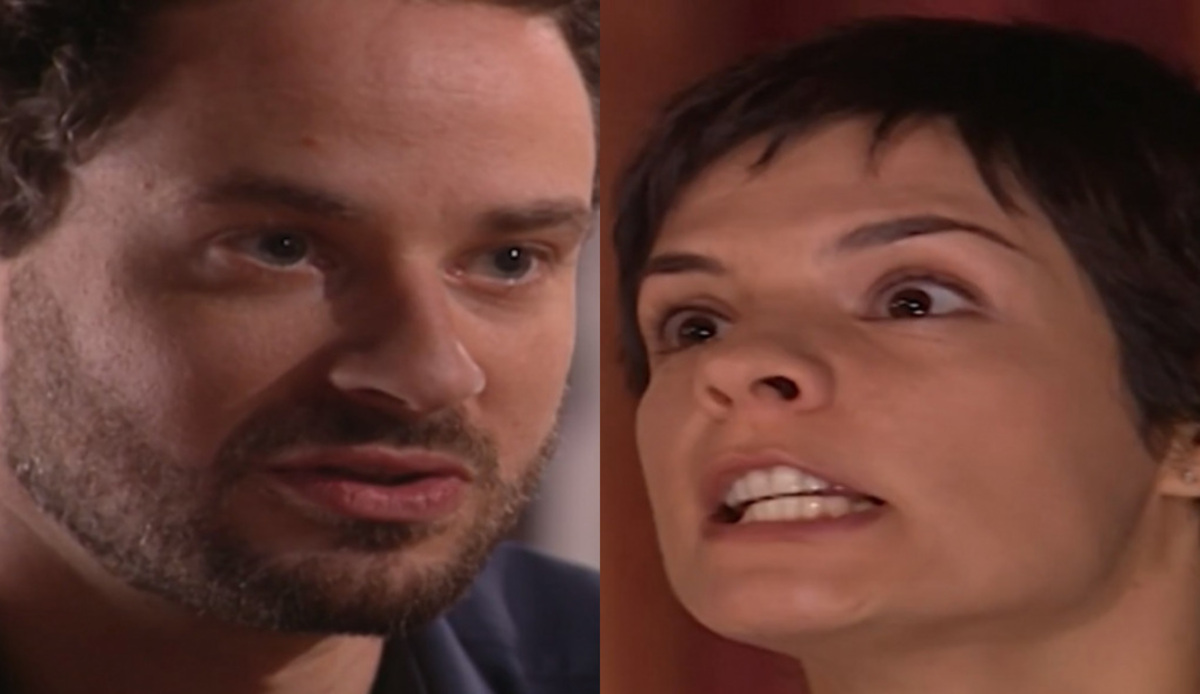 Marcos (Dan Stulbach) e Raquel (Helena Ranaldi) de Mulheres Apaixonadas