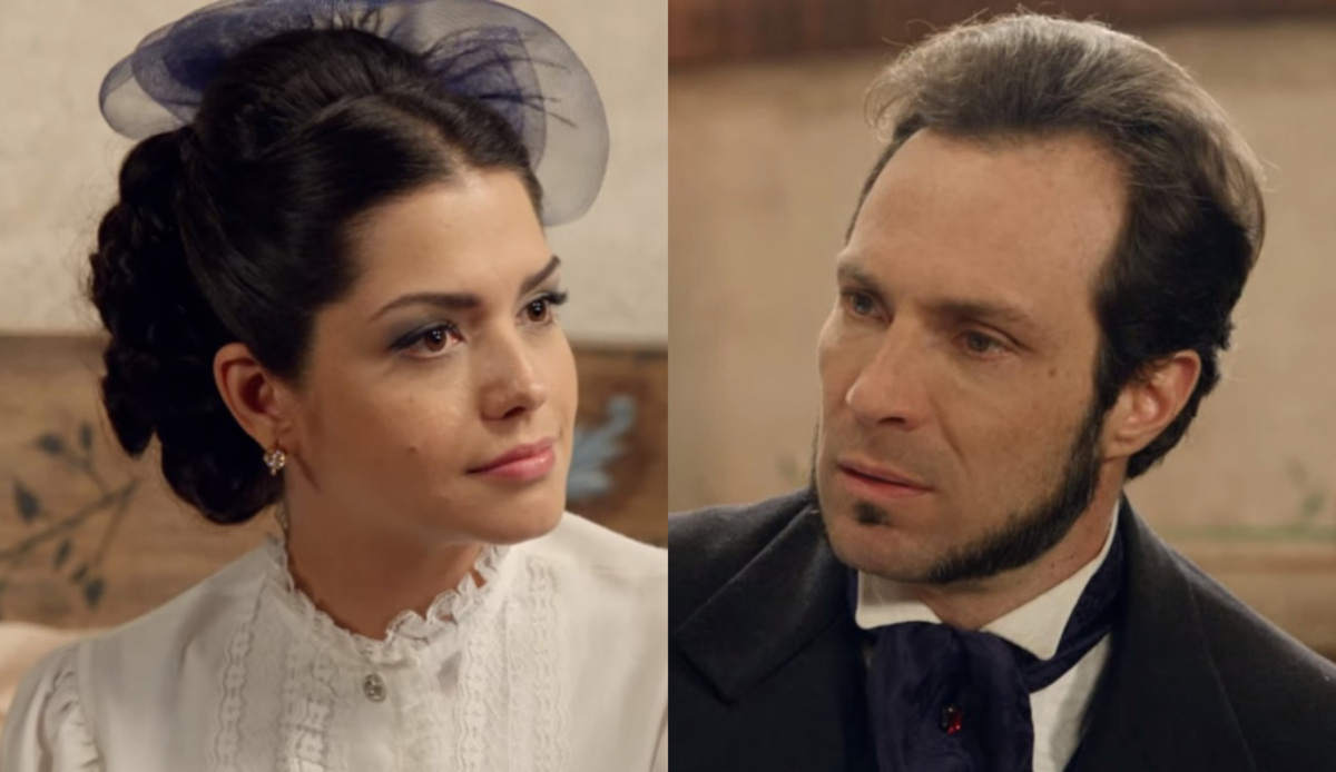 Maria Isabel (Gabriela Moreyra) e Almeida (Fenando Pavão) de Escrava Mãe