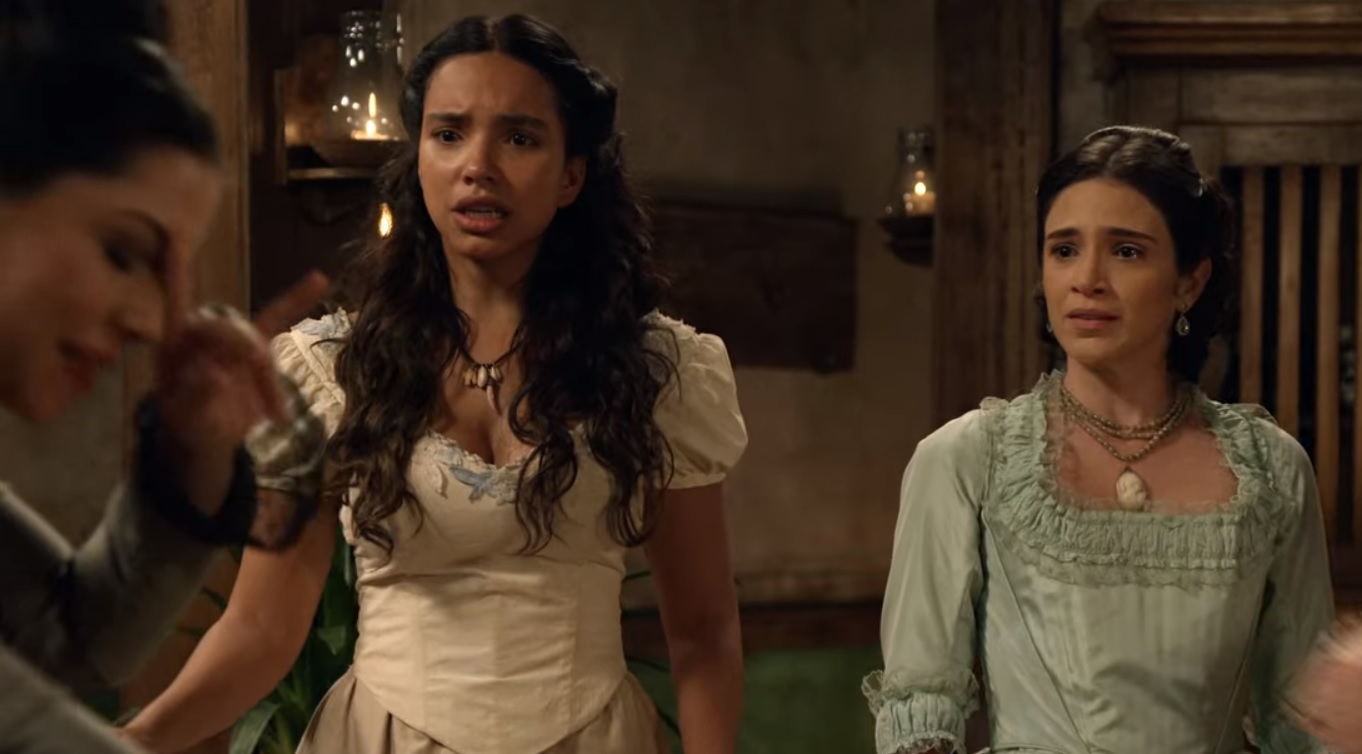 Maria Isabel (Thaís Fersoza), Juliana (Gabriela Moreyra) e Teresa (Roberta Gualda) de Escrava Mãe