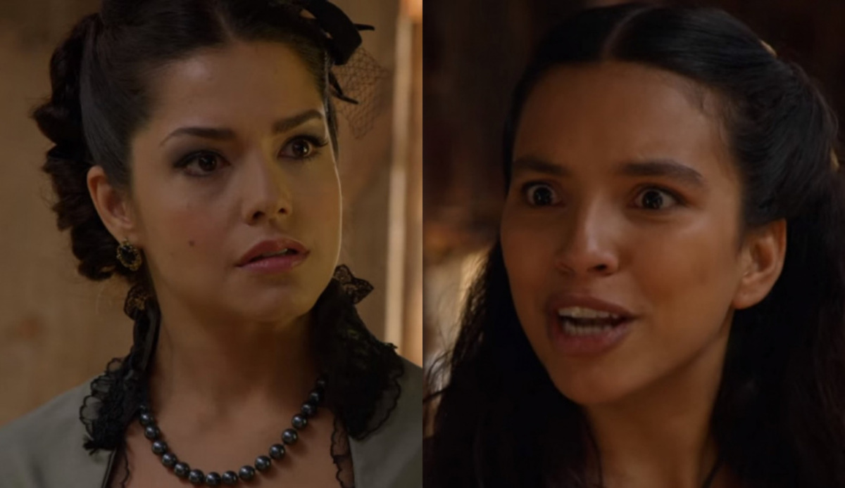 Maria Isabel (Thaís Fersoza) e Juliana (Gabriela Moreyra) de Escrava Mãe