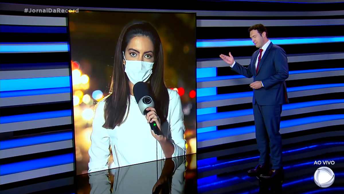 Paloma Poeta e Eduardo Ribeiro no Jornal da Record