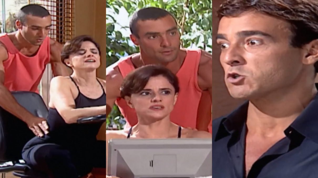 Romeu (Paulo Zulu), Alma (Marieta Severo) e Danilo (Alexandre Borges) de Laços de Família