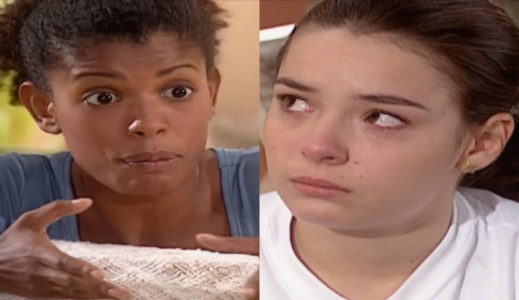 Zilda (Thalma de Freitas) e Clara (Regiane Alves) de Laços de Família