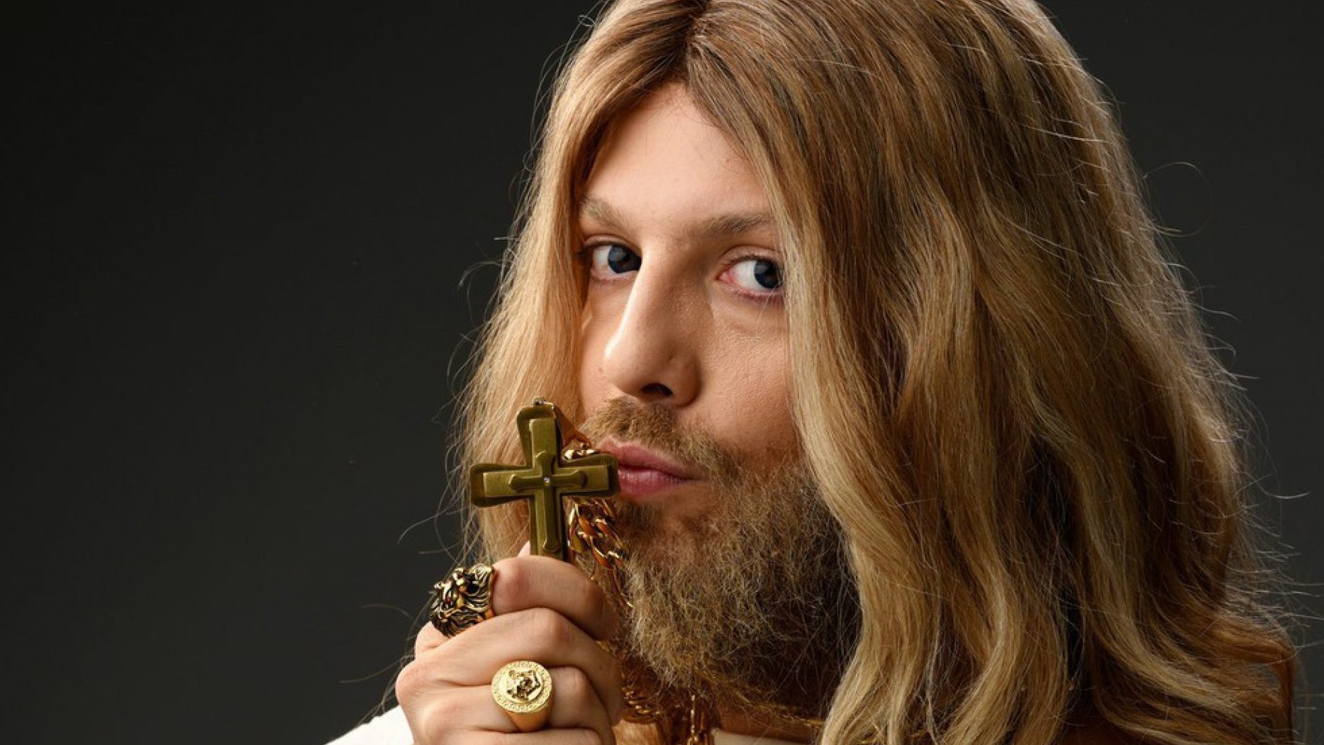 Fábio Porchat como Jesus no Teocracia em Vertigem