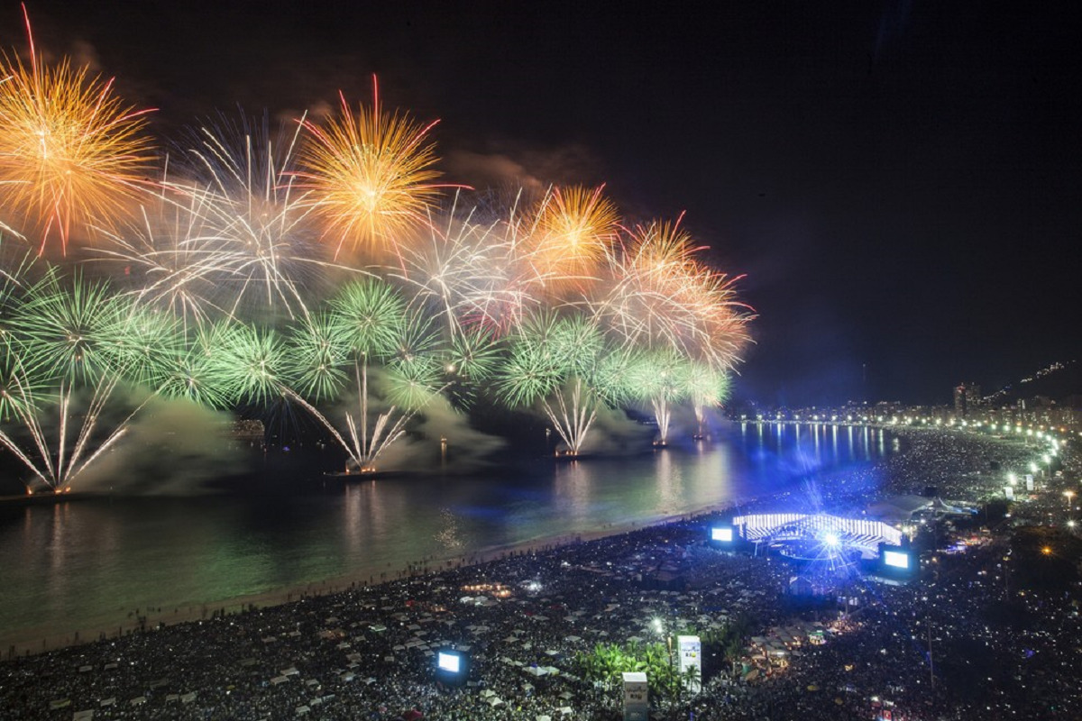 Queima de fogos em Copacabana, Rio de Janeiro