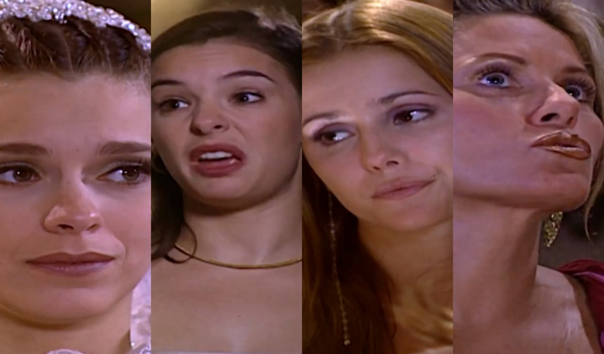 Camila (Carolina Dieckmann), Clara (Regiane Alves), Íris (Deborah Secco) e Helena (Vera Fischer) de Laços de Família