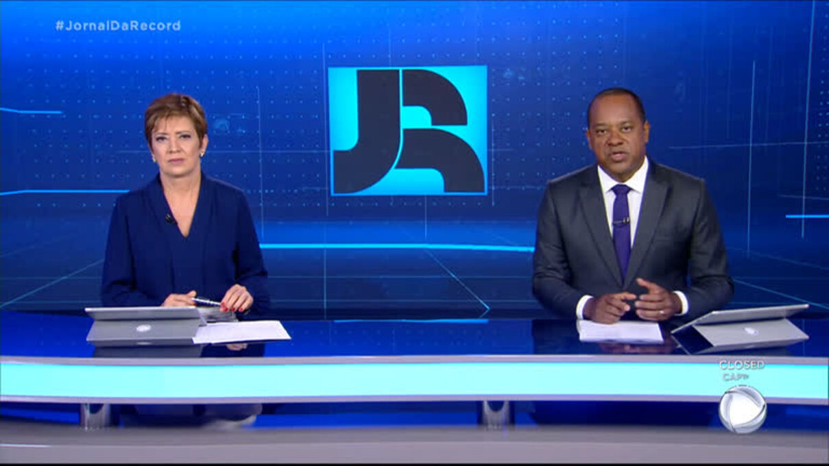 Christina Lemos e Luiz Fara Monteiro no Jornal da Record