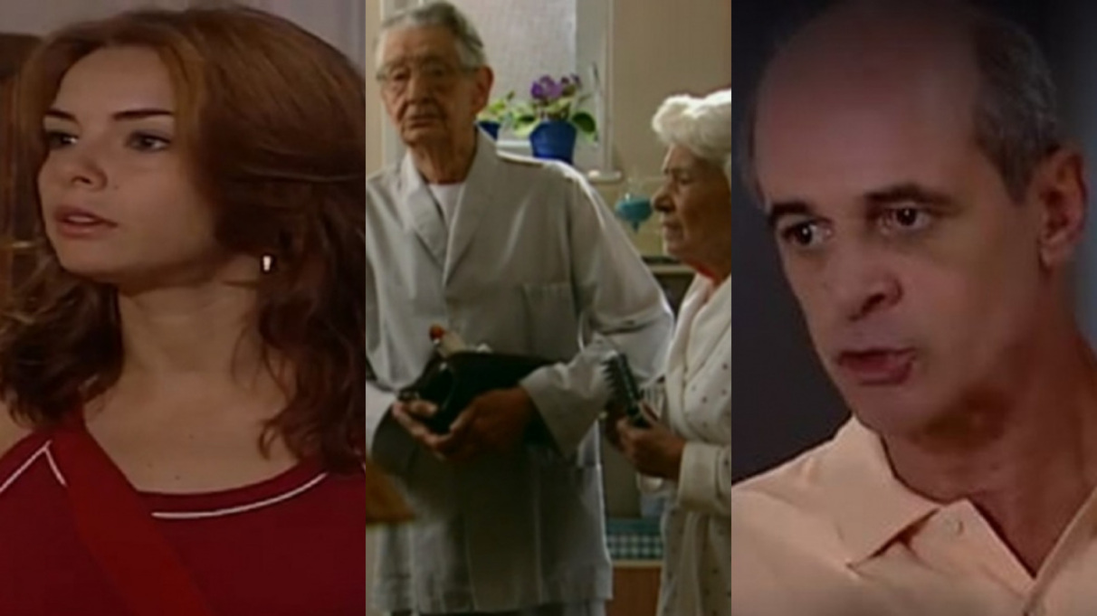 Dóris (Regiane Alves), Flora (Carmen Silva), Leopoldo (Oswaldo Louzada) e Carlão (Marcos Caruso) de Mulheres Apaixonadas