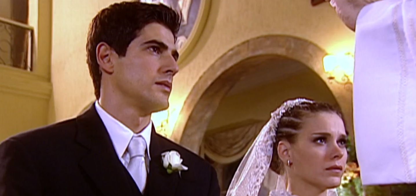 Edu (Reynaldo Gianecchini) e Camila (Carolina Dieckmann) de Laços de Família