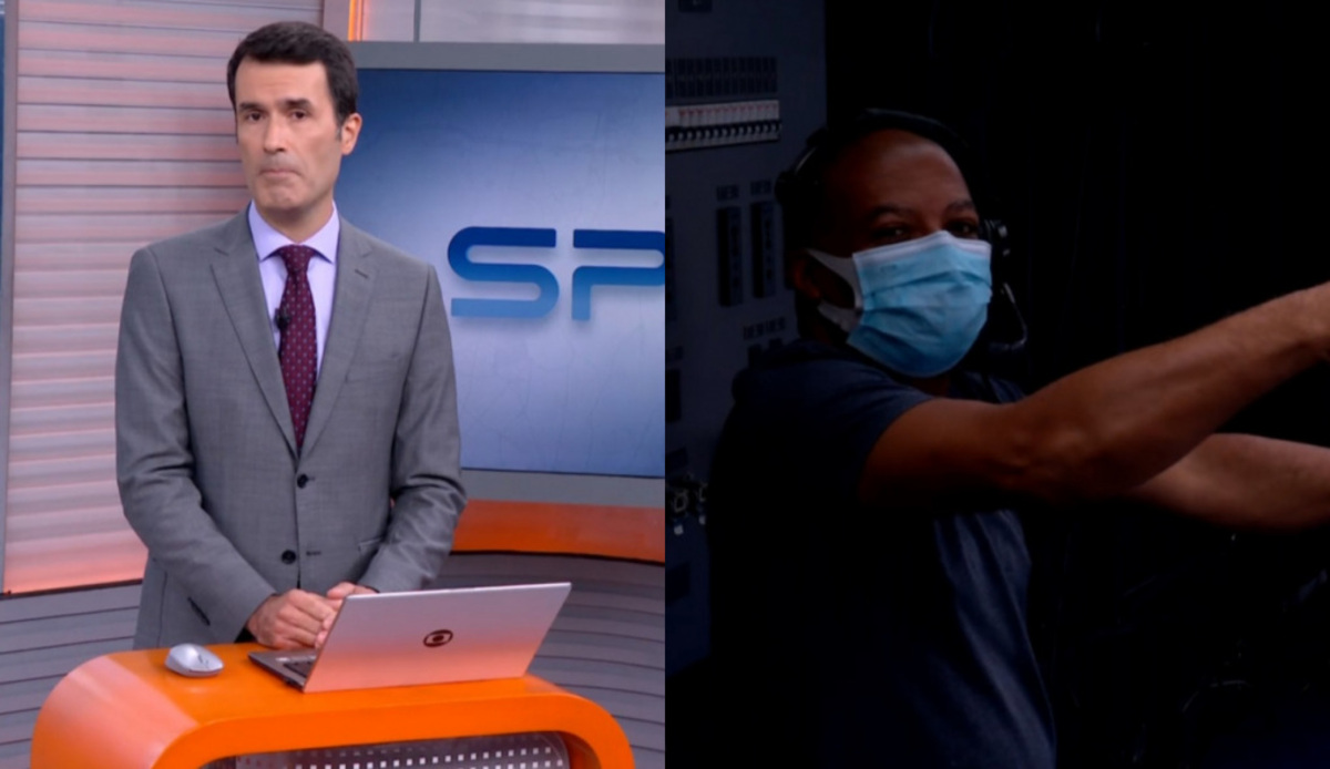 Fabio Turci, apresentador do SP1, e o cinegrafista Itamar