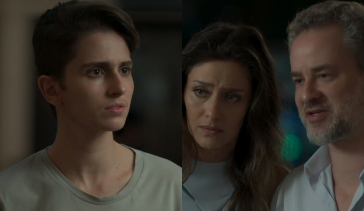Ivan (Carol Duarte), Joyce (Maria Fernanda Cândido) e Eugênio (Dan Stulbach) de A Força do Querer