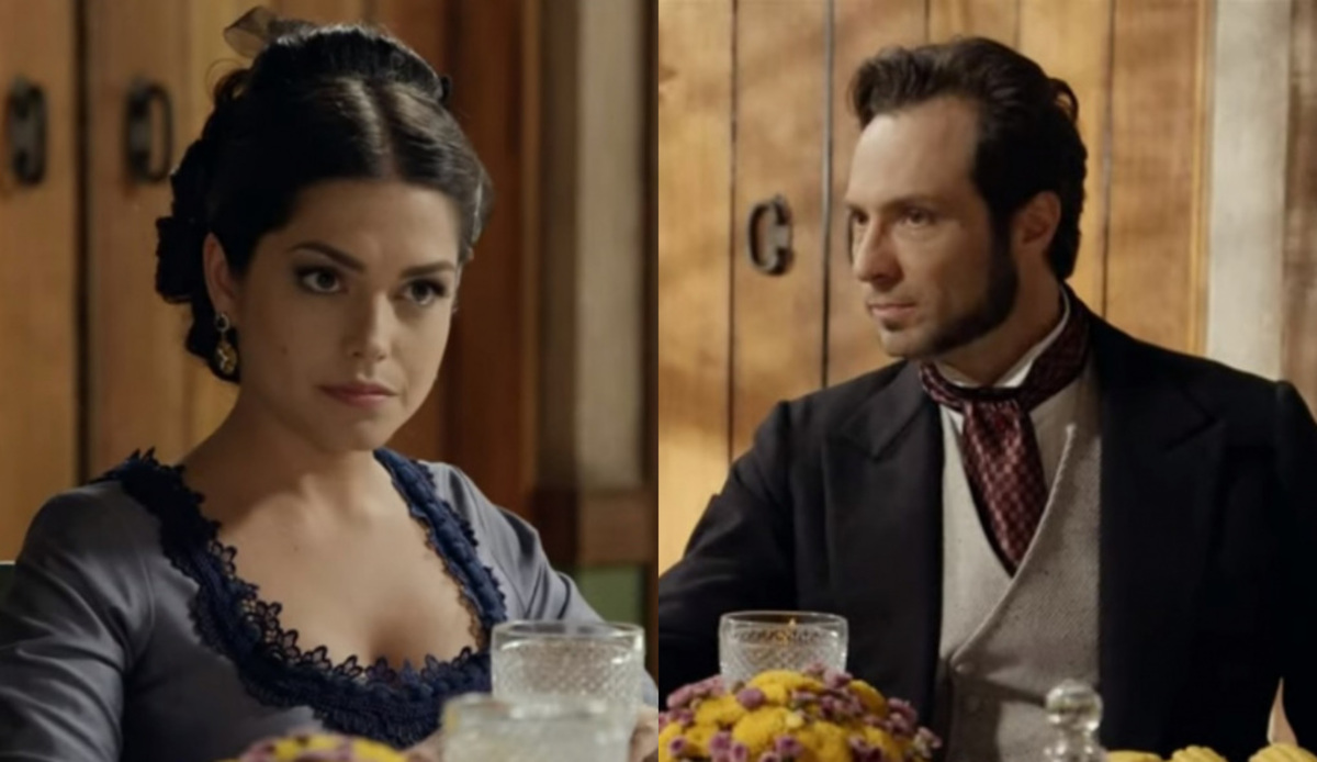 Maria Isabel (Thaís Fersoza) e Almeida (Fernando Pavão) de Escrava Mãe