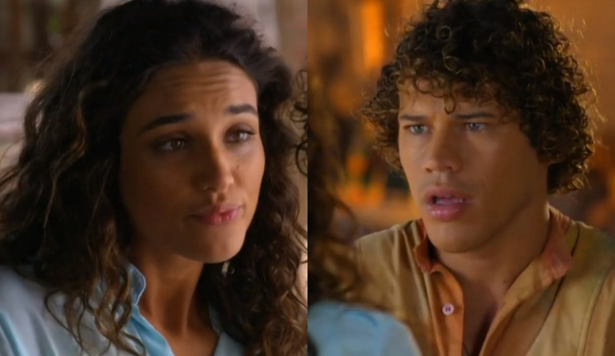 Taís (Débora Nascimento) e Candinho (José Loreto) de Flor do Caribe