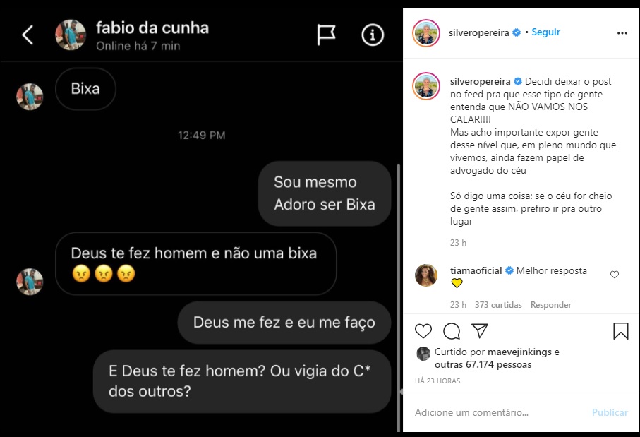 Silvero Pereira bate-boca com homofóbico 