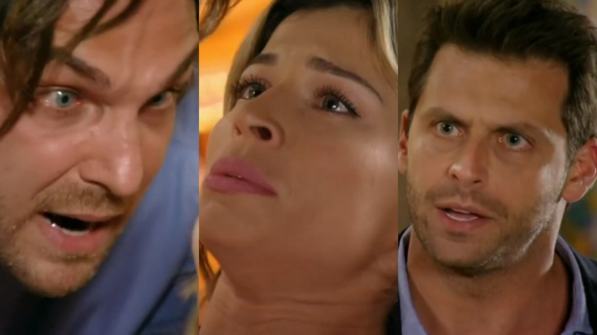 Alberto (Igor Rickli), Ester (Grazi Massafera) e Cassiano (Henri Castelli) de Flor do Caribe