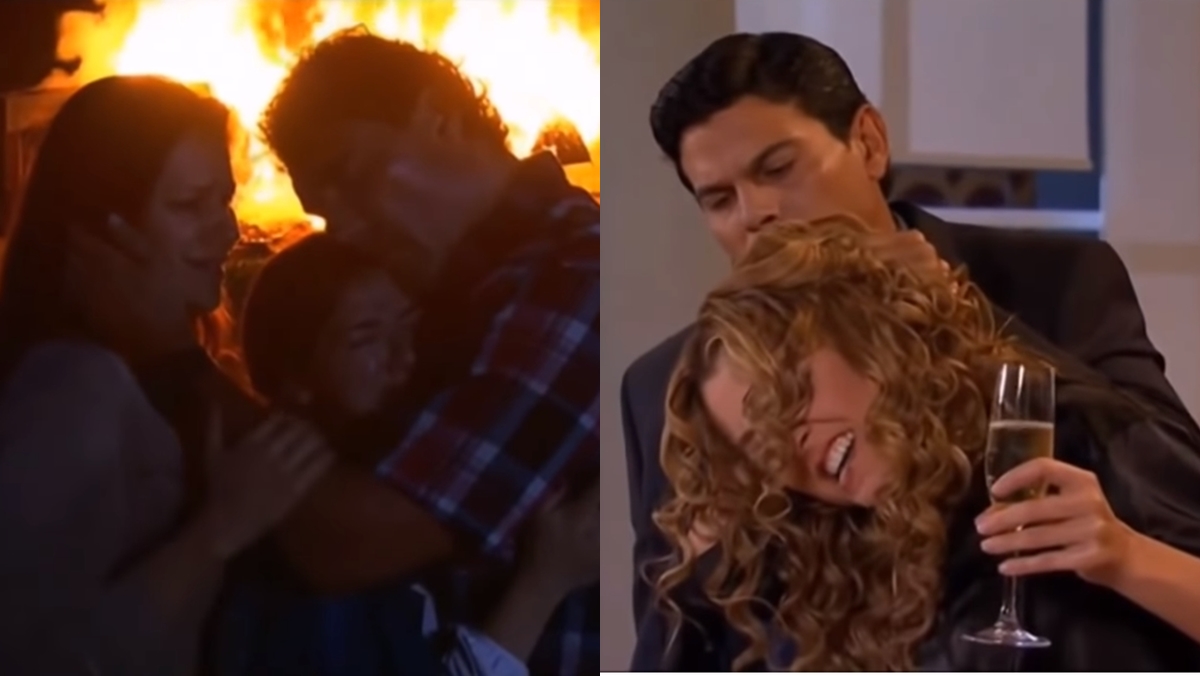 Kendra apanha de Santino após ordenar incêndio na casa dos Arriaga (Reprodução: Televisa S.A.)