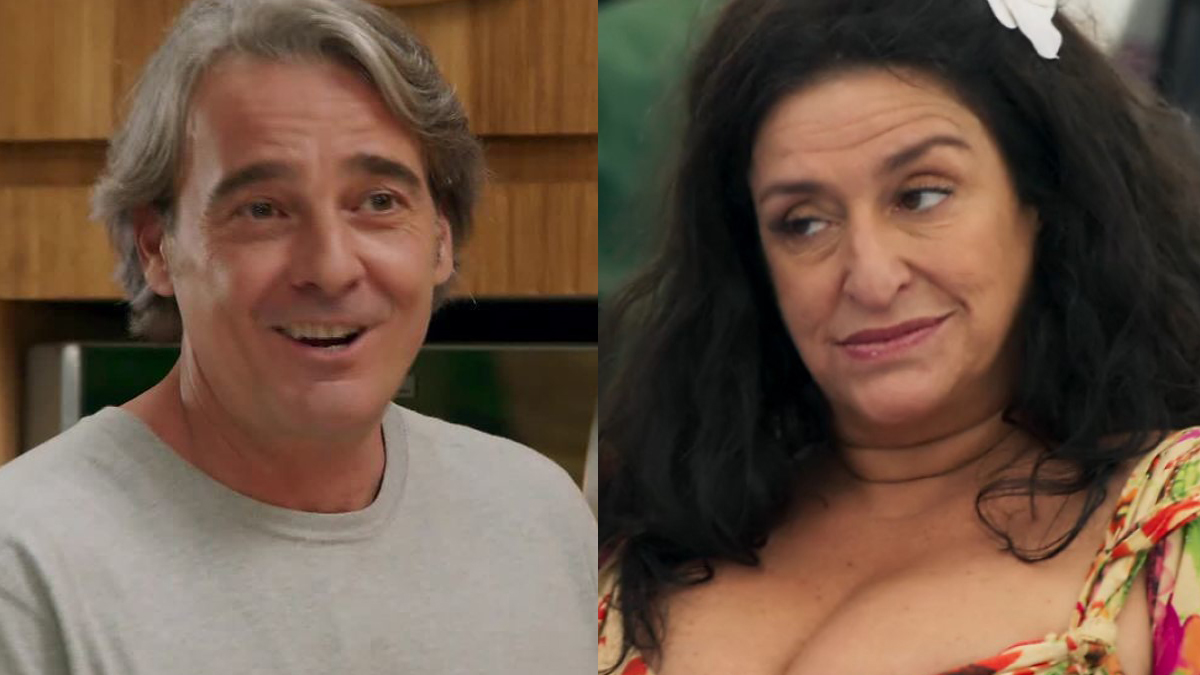 Aparício (Alexandre Borges) e Teodora (Grace Gianoukas) em Haja Coração