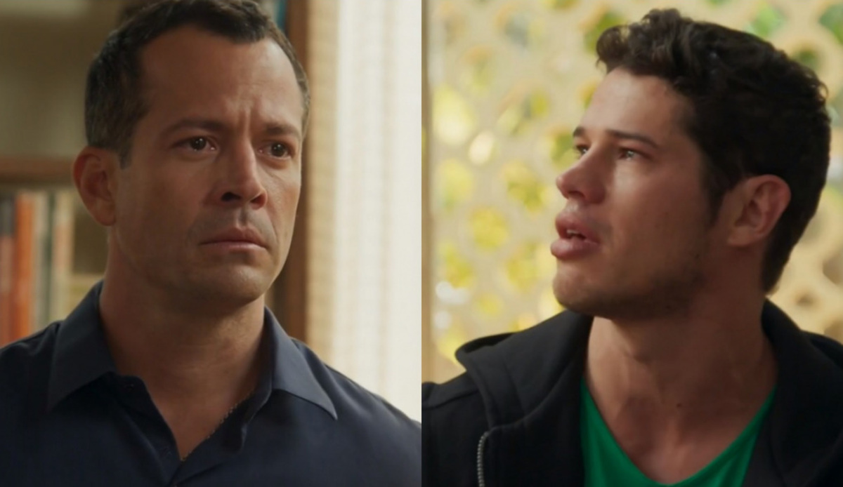 Apolo (Malvino Salvador) e Adônis (José Loreto) de Haja Coração