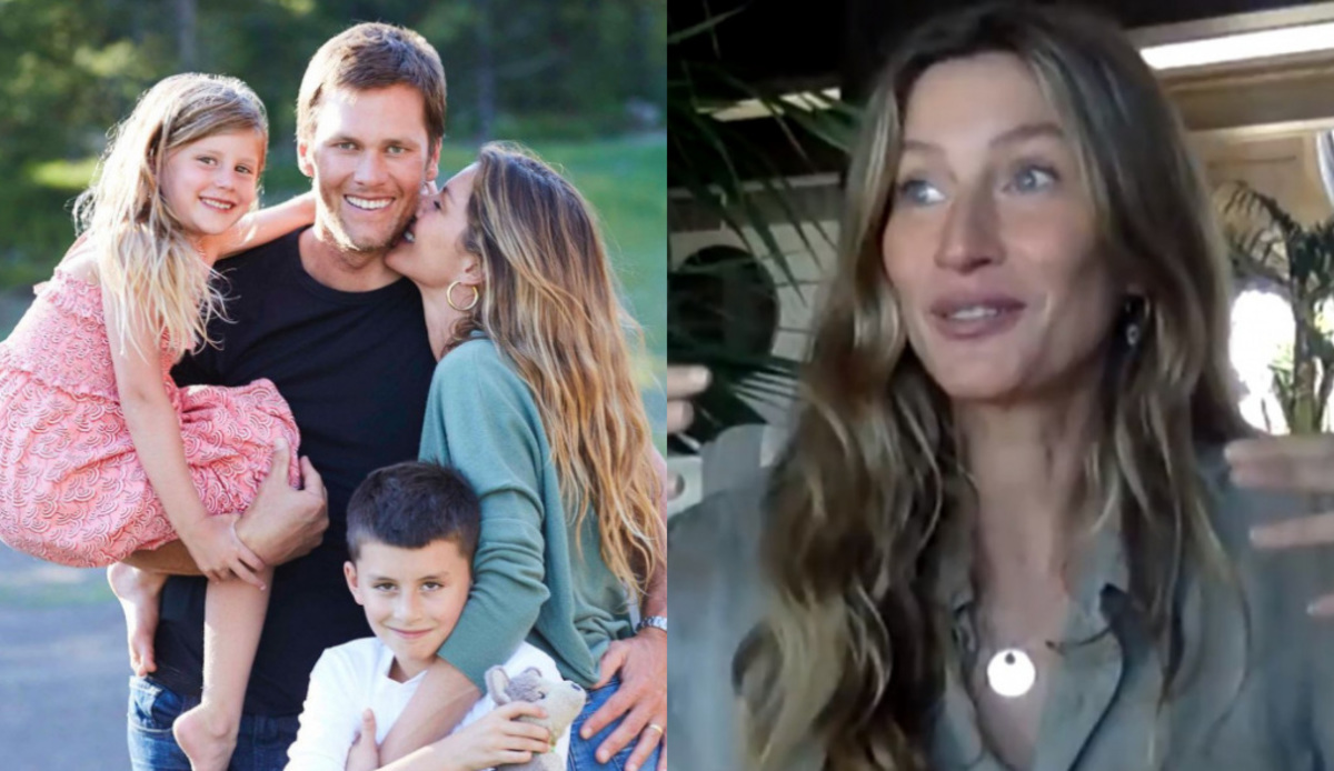 Gisele Bündchen com o marido, Tom Brady, e os filhos, Benjamin e Vivian Lake