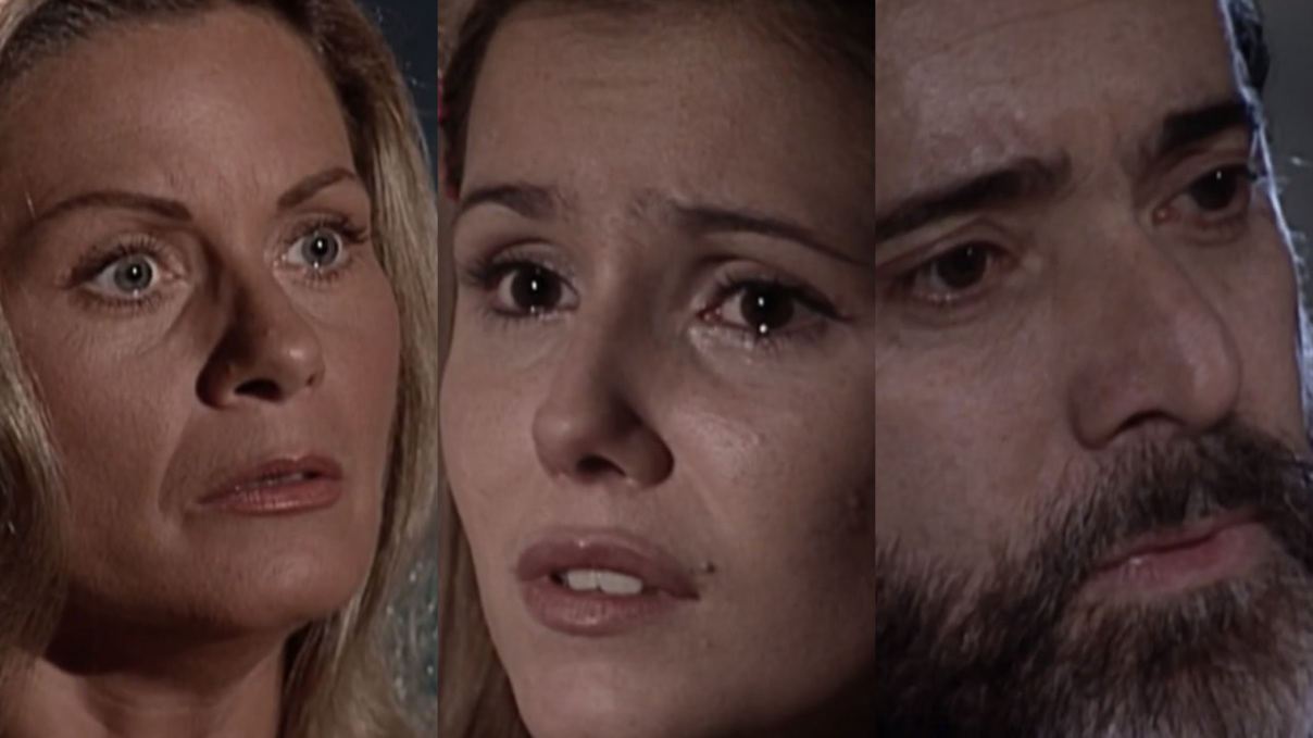 Helena (Vera Fischer), Íris (Deborah Secco) e Miguel (Tony Ramos) de Laços de Família